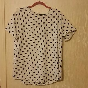White with Black polka dot top